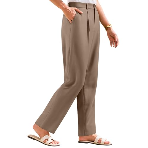 Pull On Wide Leg Dress Pants for Women Flowy Palazzo Pants Dressy Casual Elastic Waist Trousers with Pockets3