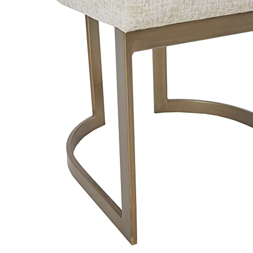 Madison Park Bryce Parsons Upholstered Accent Dining Chairs Set Of 2, Padded Seat With Cushion, Antique Gold Metal Frame Back And Sled Leg, Contemporary Modern Chic For Kitchen, Cream 2 Piece #TOP7