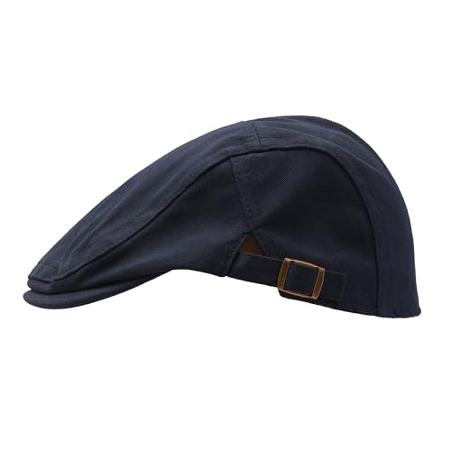 Image of ZLYC Men Cotton Flat Cap Summer Scally Ivy Gatsby Newsboy Beret Driver Cabbie Hunting Hat
