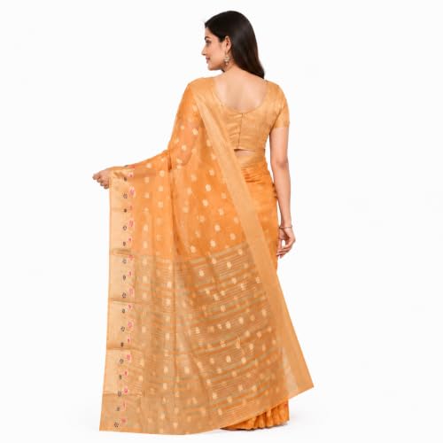 Image of Sarees for Women Wear Organza Silk Banarasi Sari Kanjivaram Soft Pure Paithani Wedding Original Kanchipuram Pattu Sadi with Blouse Piece 2026 (Gulab)