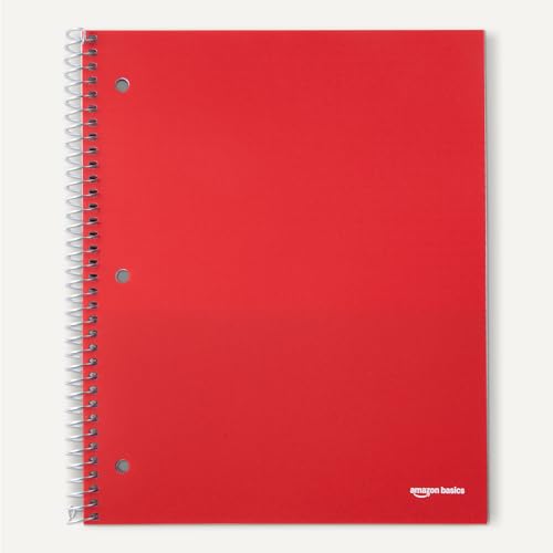Image of Amazon Basics 4x4 Graph Ruled Spiral Notebook, Poly Cover, 100 Sheets, 9 inch x 11 inch, Coral, 3 pack