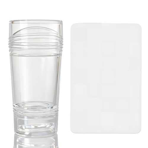 IVICOO French Tip Tool Nail Stamper,Silicone Nail Design Tools,Double Headed Clear Printing Tool with Lid,Two Piece Set with Scraper Suitable for DIY Nail Art Design