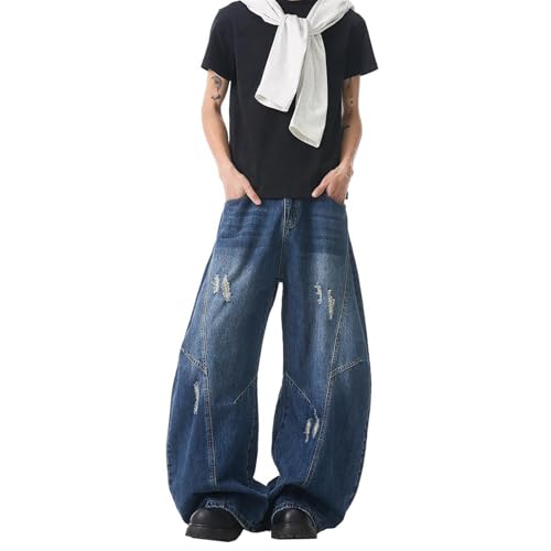 Men's Wide Leg Hip Hop Denim Jeans2