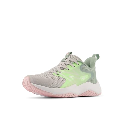 New Balance Kid's Rave Run V2 Lace-Up Running Shoe, Grey Matter/Mint Flash/Mosaic Green, 7 M Big Kid