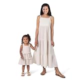 Modern Moments by Gerber Baby Girls' Women Mommy and Me Gauze Dress, Tan Gingham, Small