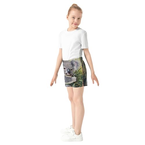 Girls Lounge Shorts Cute Koala Green Leaves Print Youth Athletic Pajama Sleepwear Cute Summer Clothes, X-Small4