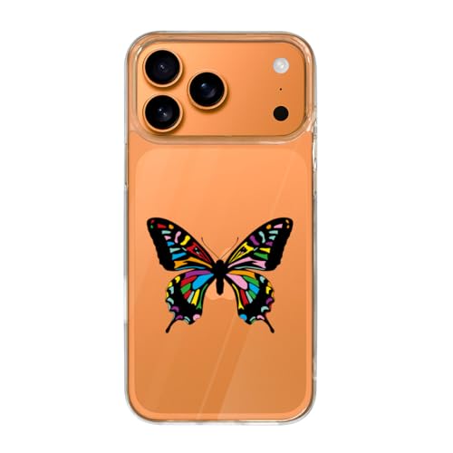 IPhone 17Pro Max用ケース カラフルなアゲハチョウ アイフォン17用 ケース 透明 スマホケース かわいい 人気 個性的 おしゃれ 携帯カバー