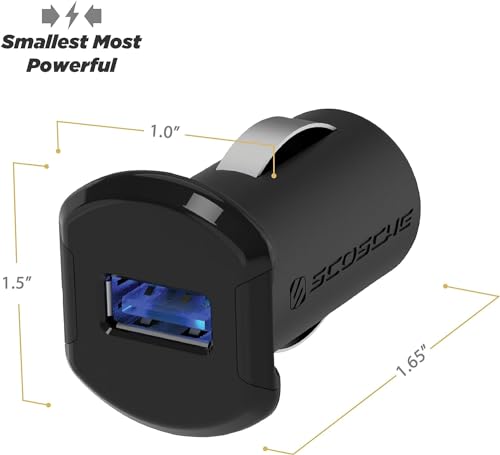 Image of Scosche USBC121M ReVolt Universal Cigarette Lighter Single Device Compact One Port USB Car Charger, Fast Charge One Device Quickly, Black