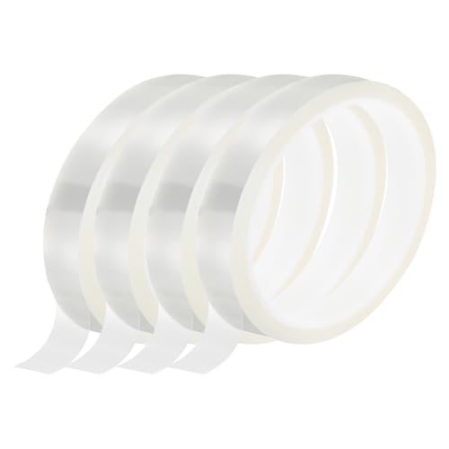 Image of uxcell Clear Heat Tape, 4 Rolls 20mmx33m 108ft High Temperature Heat Resistant Tape for Sublimation,Heat Vinyl Press,Heat Transfer, Circuit Board, No Residue
