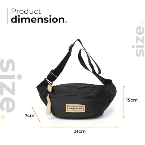 Image of Tressential Waist Bag for Men Women | Cross Body Fanny Pack Sling Bag for Hiking, Travel, Camping, Outdoor Sports, Cycling | Money Belt with Adjustable Strap (Black)