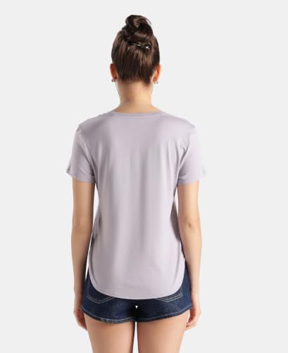 Image of Jockey IW31 Women Micro Modal Fiber Elastane Stretch Relaxed Fit Graphic Print Round Neck Half Sleeve T-Shirt with Curved Hem Styling (Prints May Vary)