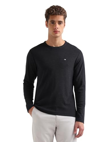 Image of Arrow Sport Men's Textured Pure Cotton T-Shirt