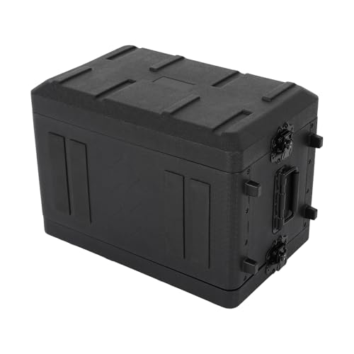 6Uラックケース、19インチラックマウントフライトケース、サーバーラックキャビネットショックマウントラック、マイクコンパートメント付き、取り外し可能なフロント&バックパネル、容量220ポンド(ブラック)