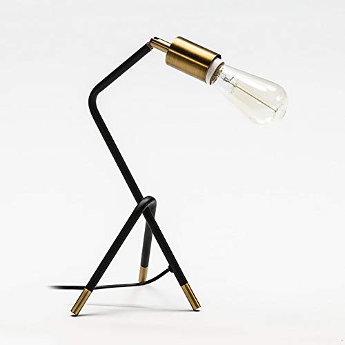 LAMPARA SOBREMESA 26X26X35 METAL NEGRO/DORADO CON BOMBILLA