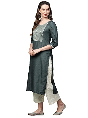 Image of INDO ERA Women's Polyester Solid Straight Kurta