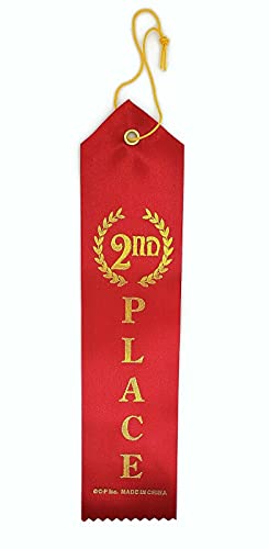 2nd Place (Red) Award Ribbon with Card & String (24 Pack)