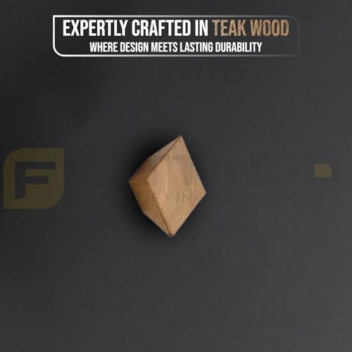 Image of 2 Piece Solid Teak Wood Square Drawer Knob| Wooden Cabinet & Wardrobe Door Handle | Natural Finish Geometric Furniture Knob for Cupboard, Kitchen Drawer & Dresser Hardware - 2 Inch