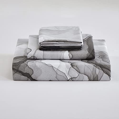 Lamejor Bed Sheet Set Queen Size Gray Abstract Marble Pattern Deep Pockets Easy Fit Hotel Luxury 4 Piece - 1 Flat Sheet, 1 Fitted Sheet, 2 Pillowcases #TOP5