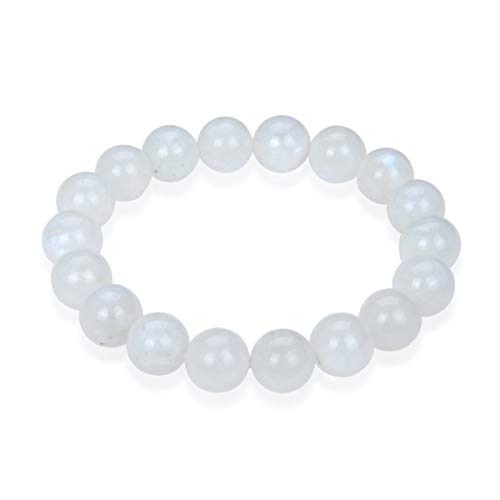 Adabele Real Natural Blue Moonstone Bracelet 7.5 Inch Stretch Gemstone Beaded Bracelet Chakras Healing Crystal Stone Women Men Mom Gift (Unisex) Gb10-B37 #TOP4