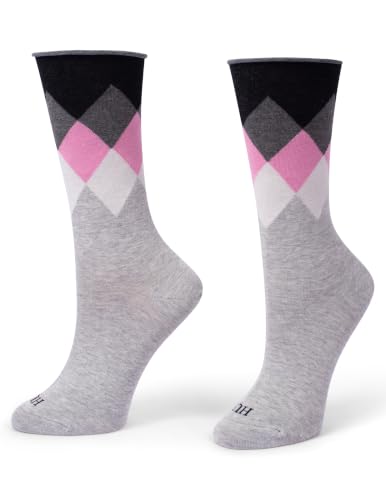 Image of HUE Women's Jeans Roll Cuff Crew Sock, Crew Socks for Women