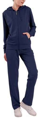 Image of LeeHanTon Womens Jogging Suits Sets Running Outfit Zipper Warm Up 2 Pieces Hoodie and Pant Tracksuit