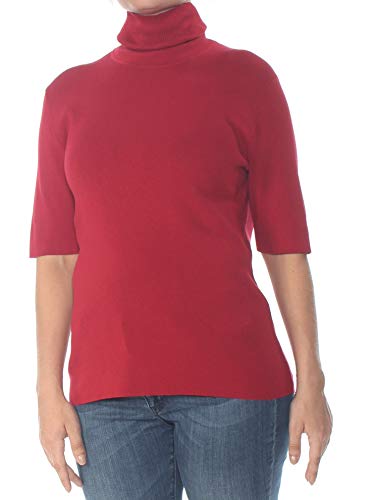Anne Klein Women s Half Sleeve Turtleneck Sweater, Titian red, M