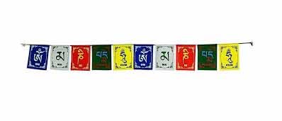 BRACOPTibetan Prayer Flags Mini Buddhism Prayer Flag Tibetan Small Buddhist Prayer Flags Outdoor Prayer Flag Cotton Chakra Symbol & Mantra Wind Horse Flag For Car Home Luck Tree Top Decoration