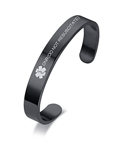 Vnox B-125B-1 Free Engraving Stainless Steel Medical Alert Id Cuff Bracelet cover