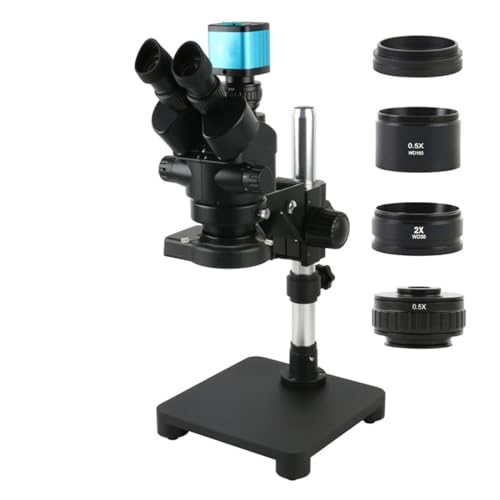 顕微鏡キット 3.5X-90X サイマル焦点実体顕微鏡三眼顕微鏡 + シングルアームスタンド + 4K 1080P HDMI VGA USB ビデオ顕微鏡カメラ 顕微鏡レンズアダプター(48MP HDMI USB)