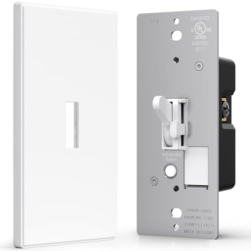 Image of AIDA Digital Toggle Dimmer Switch for Dimmable LED, CFL & Incandescent Bulbs, Single Pole /3-Way, Screwless Wall Plate Included, UL Listed, No Neutral Wire Needed, Matte White (1 Pack)