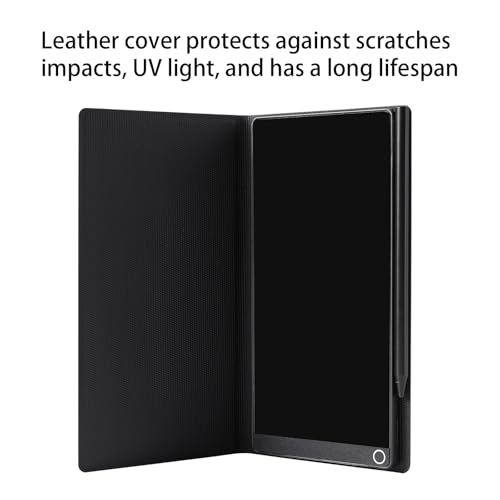 Image of LCD Writing Tablet 6.5in Fine Tip with Leather Case and Hanging Pen | Fine-tip writing tablet supplied with a protective leather case and hanging stylus