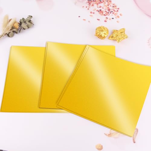 100 Stück Gold Folie Papier Wrapper, Schokoladen Verpackung Tafel 20 x 20 cm Verpackung Für Schokolade, Lebensmittelqualität Alufolie Gold für Selbstgemachte Süßigkeiten, Schokoladenriegel