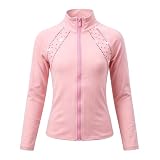 JoyCan Girl's Ice Skating Training Jacket Plush Warm Thick Top with Rhinestone Decoration Skating Training...