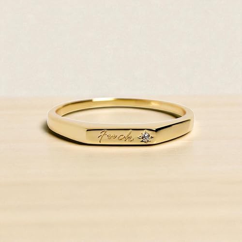 Tiny Fuck Diamond Ring in Gold, Dainty Statement Ring for Women, Middle Finger Breakup Gift, Custom Solid Gold or Silver Ring2