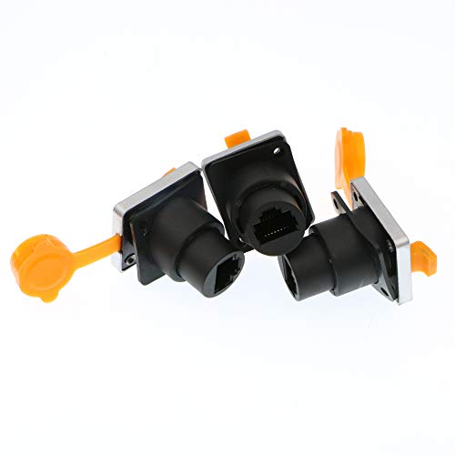 RJ45 Waterproof Dust Plug Connector 3 pcs RJ45 connectors IP65 Mount Ethernet Panel Connector, Black, Straight - Image 3