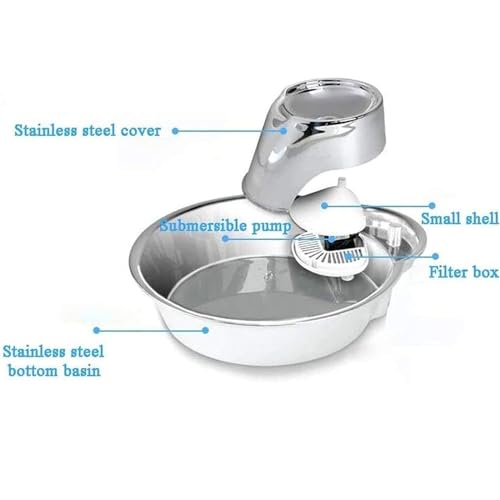 Fuente de agua para gatos 3.8L acero inoxidable miniatura 3