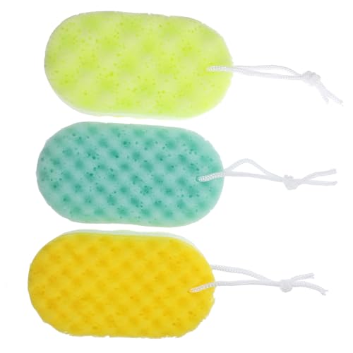 SHERCHPRY 3Pcs Bathing Exfoliating Sponge for Clean and Relaxing Shower Experience Durable Bath Scrubbers with Hanging Rope Soft and Comfortable for Men and Women