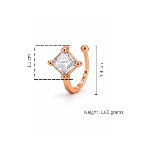 Image of Nilu's Collection Rose Gold American Diamond Non Piercing Nose Pin for Women | Elegant Flower Nose Stud | Minimal Clip-On Nose pin | Anti-Allergy | Anti-Tarnish | Office Wear | Daily Wear | office Wear | Non Piercing