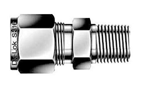 1/4" Tube OD x 1/4" MNPT Straight Male Fitting 316ss DK-LOK DMCZ4-4N-SA