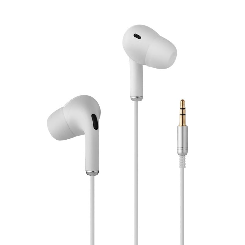 Accessonico Long Wired Headphones Earbuds Cord Earphones for TV PC (10FT 3 Meter) Extra Cable in-Ear for 3.5mm Audio Output Stereo 3 Pole Headset Noise Cancelling Plug in Jack Ear Buds Clear