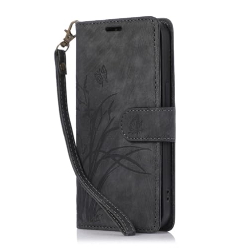 Compatible con Sony Xperia 5V (color negro) Funda de piel magnética con tapa y correa