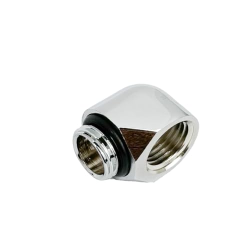 Image of dracaena.io 6-Pack G1 /4 inch Male to Female 90 Angle Elbow Fittings, Brass Water Cooling Connector Adapter for PC Computer Liquid Cooling Loop, Durable Leak-Proof Extender Fitting, Silver