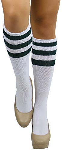 Image of ToBeInStyle Women's Premium Below Knee Athletic Socks w /Contrasting Wide Stripes