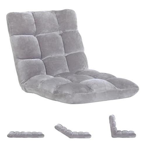 Image of PayLessHere Floor Chair Multi-Angle Adjustable Back Support with Skin Friendly Coral Velvet for Meditation Gaming Reading Living Room