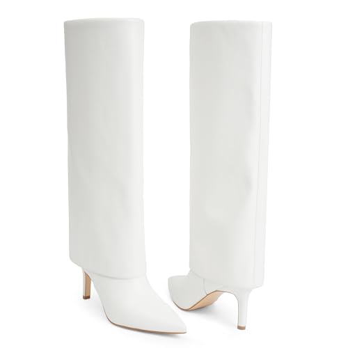 Image of VIUGJNEX Fold Over Boots for Women Fall Tall Knee High Boots