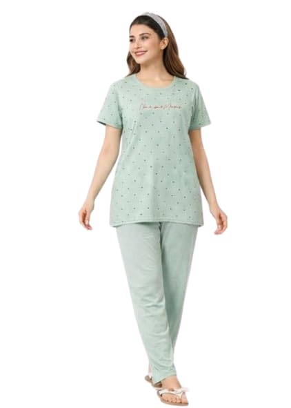 absolute trends Absolute Trendz Cotton Night Suit for Women Girls | Women's Cotton Printed Night Suit Set of T-Shirt & Pyjama, Night wear Dress, Relaxed wear for Women Girls-picture-21