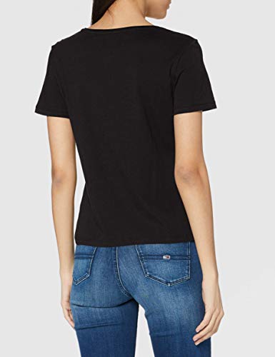 Tommy Jeans Tjw Slim Jersey C Neck Camiseta, Black, L para Mujer
