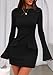 PRETTYGARDEN Womens Fall Long Sleeve Mini Dress 2025 Trendy Boat Neck Bodycon Knit Elegant Short Party Formal Dresses (Black,Medium)