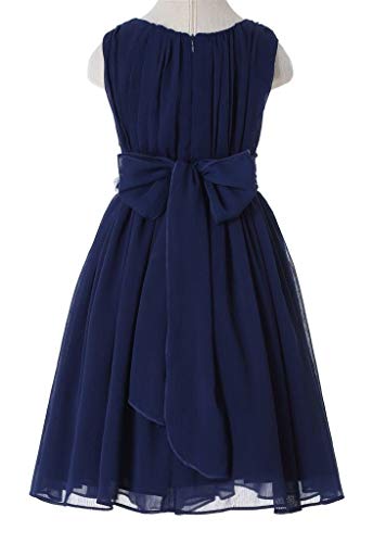 Bow Dream Flower Girls Dresses Junior Bridesmaids Little Girls Elegant Ruffle Chiffon Tea Length2