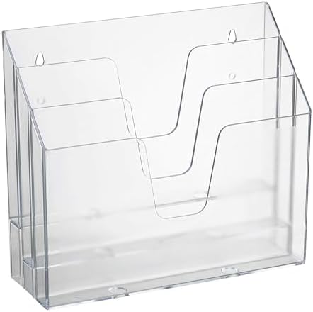 Acrimet Horizontal Triple File Folder Holder Organizer (Clear Crystal Color)